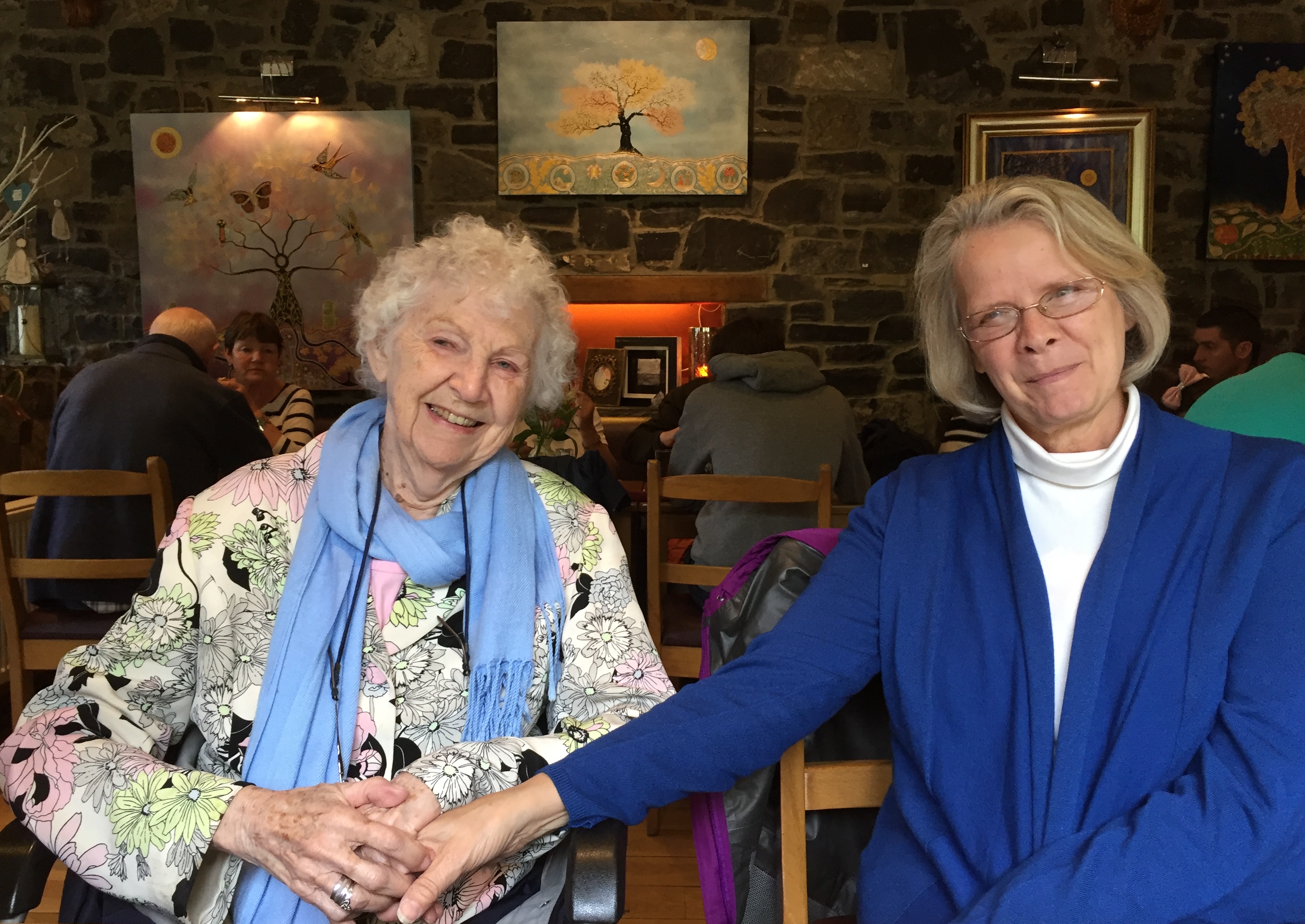 Roberta and Annis, at our lunch in the cafe at the Hill of Tara. Photo by Martha Clark.